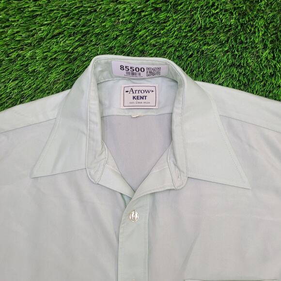 Vintage 90s Arrow Kent MOD Button Shirt XL 23x31 Mint Green - Picture 14 of 14